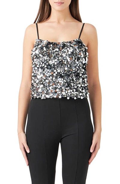 Shop Endless Rose Sequin Camisole In Silver