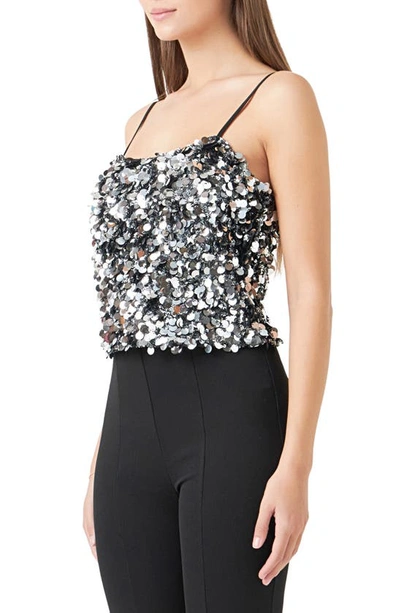 Shop Endless Rose Sequin Camisole In Silver