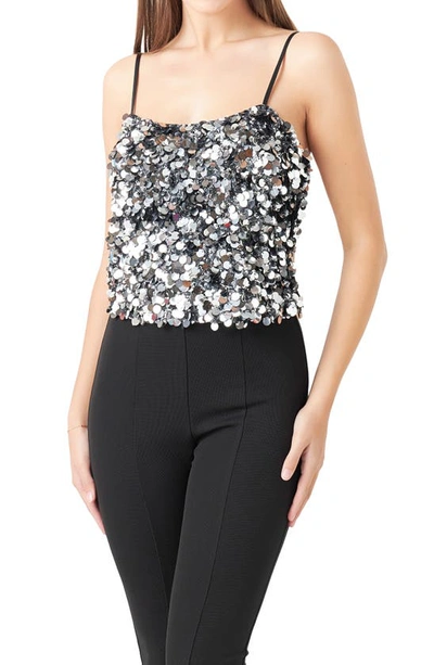 Shop Endless Rose Sequin Camisole In Silver
