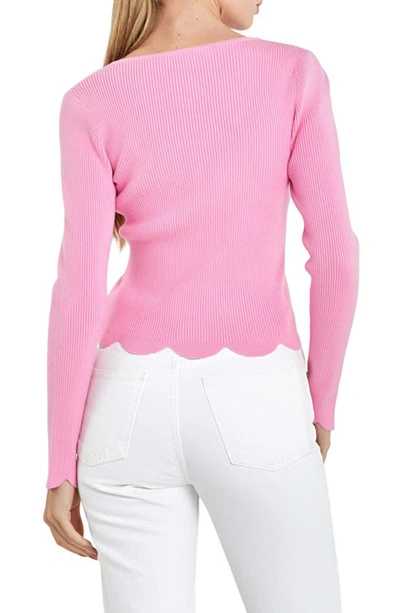Shop English Factory Scallop Hem Sweater In Pink