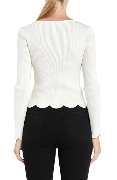 English Factory Scallop Hem Sweater In Cream
