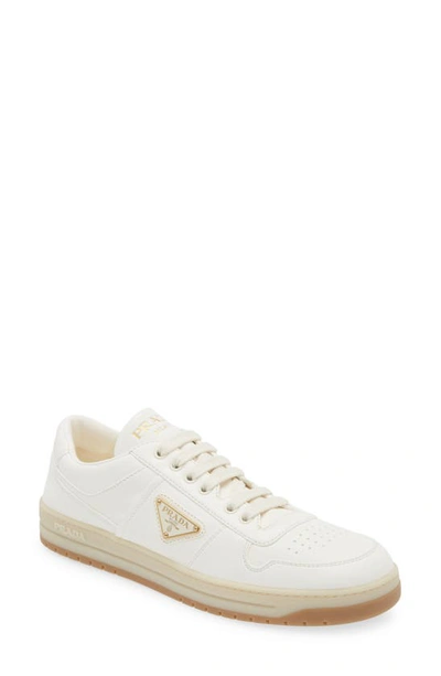 Prada Ivory Nappa Leather Downtown Sneakers In Ivory