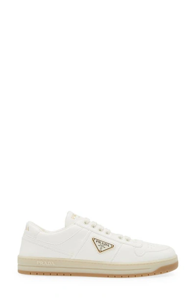 Prada Ivory Nappa Leather Downtown Sneakers In Ivory
