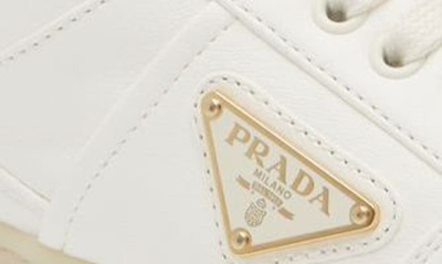 Prada Ivory Nappa Leather Downtown Sneakers In Ivory