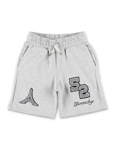 Shop Givenchy Kids Drawstring Bermuda 52 Shorts In Grey