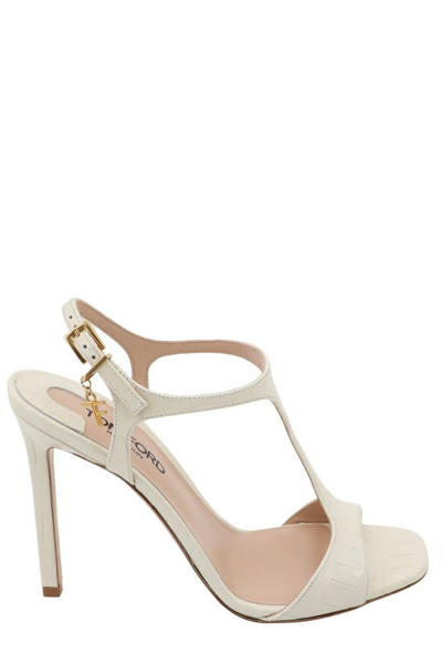 Shop Tom Ford Angelina High Stiletto Heel Sandals In White