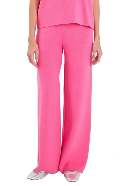 Shop English Factory Flare Leg Sweater Pants In Pink