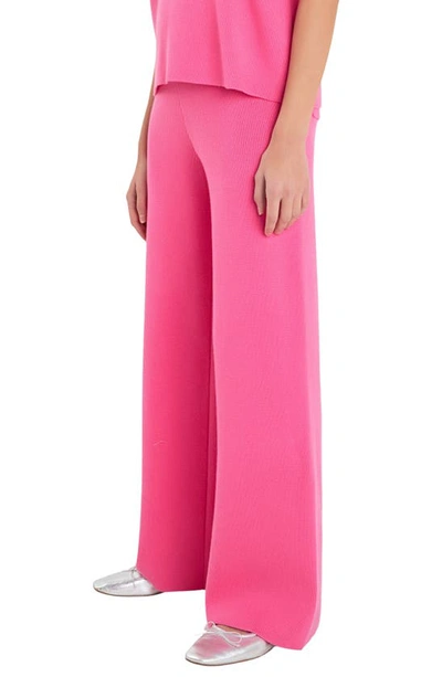 English Factory Flare Leg Sweater Pants In Pink