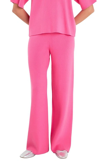 Shop English Factory Flare Leg Sweater Pants In Pink