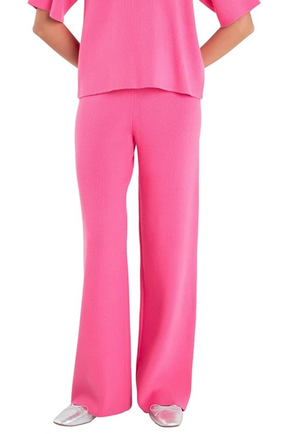 English Factory Flare Leg Sweater Pants In Pink