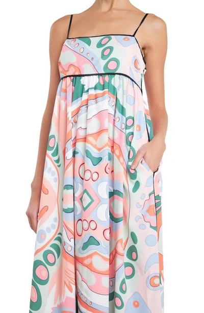 Shop English Factory Abstract Print Empire Waist Maxi Dress In Pink Multi
