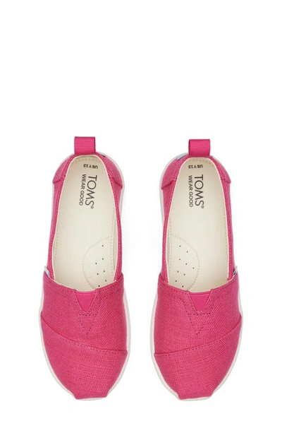 Shop Toms Kids' Alpargata Sneaker In Bright Pink