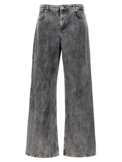 Shop Karl Lagerfeld Relaxed Wide Leg Jeans In Grey