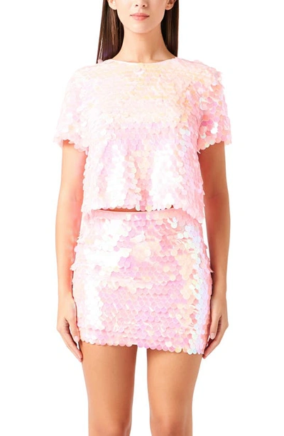 Endless Rose Women's Fisheye Sequins Top In Pink