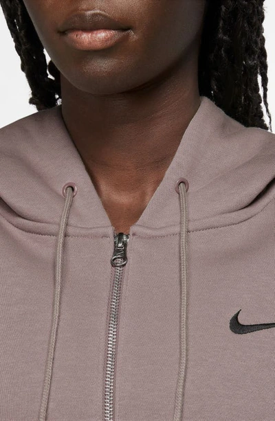 Shop Nike Sportswear Phoenix Fleece Full Zip Hoodie In Smokey Mauve/ Black