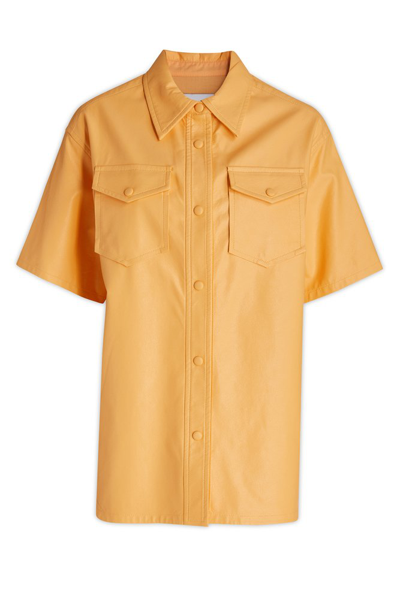 Shop Stand Studio Short Sleeved Buttoned Shirt In Orange