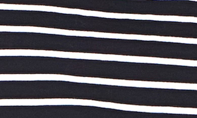 Shop English Factory Mixed Media Stripe Ruffle Sleeve Top In Black/ White