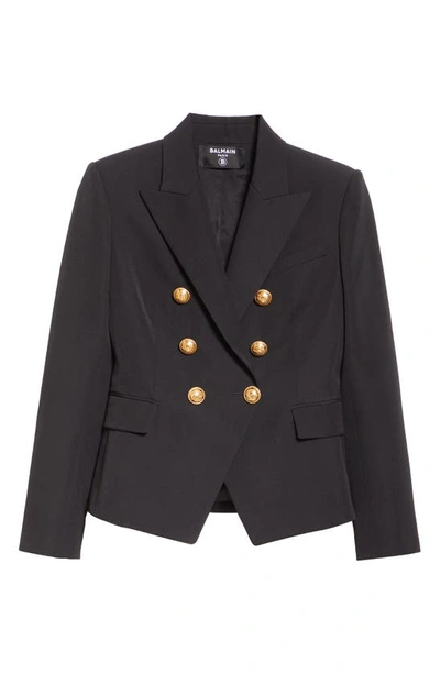 Shop Balmain Classic Six-button Grain De Poudre Jacket In Black