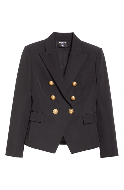 Balmain Double-breasted Grain De Poudre Wool Blazer In Multi
