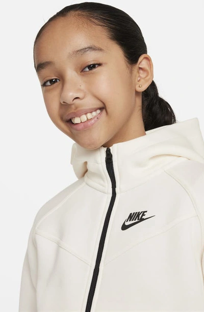 Shop Nike Kids' Tech Fleece Full Zip Hoodie In Pale Ivory / Black/ Black