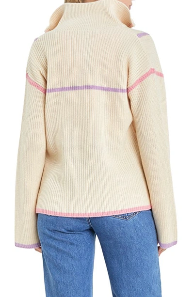 English Factory Contrast Trim Quarter Zip Sweater In Lavender Multi