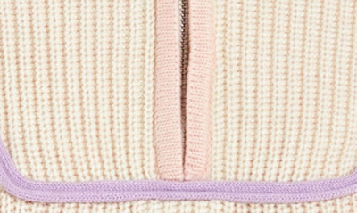 English Factory Contrast Trim Quarter Zip Sweater In Lavender Multi