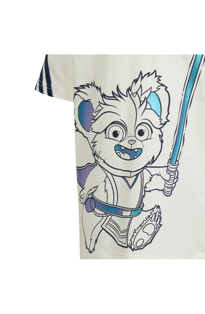 Shop Adidas Originals Kids' Star Wars Young Jedi Graphic T-shirt & Shorts Set In Off White/ Dark Blue