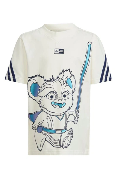 Shop Adidas Originals Kids' Star Wars Young Jedi Graphic T-shirt & Shorts Set In Off White/ Dark Blue