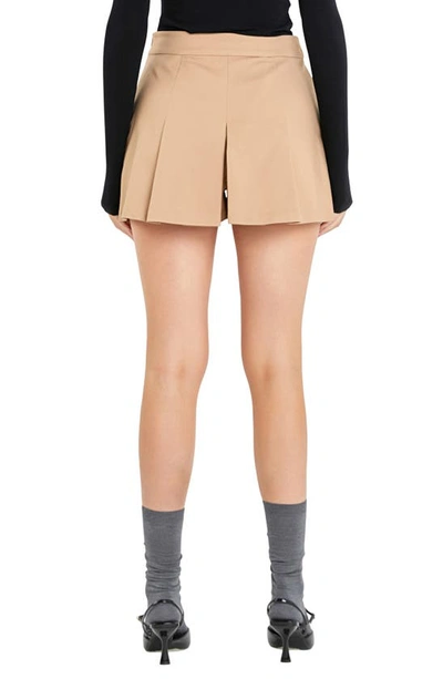English Factory Pleat Miniskort In Taupe