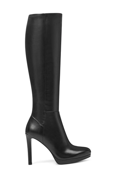 Shop Nine West Quizme Knee High Boot In Black/ Black Leather