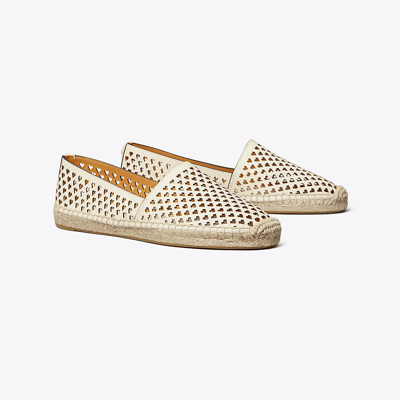Shop Tory Burch Heart-patterned Espadrille In New Ivory/ginger Shortbread