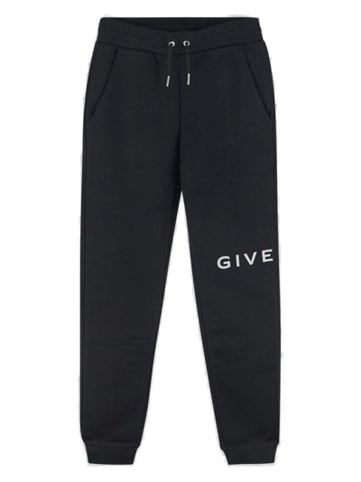 Shop Givenchy Kids Logo Printed Drawstring Pants In Black