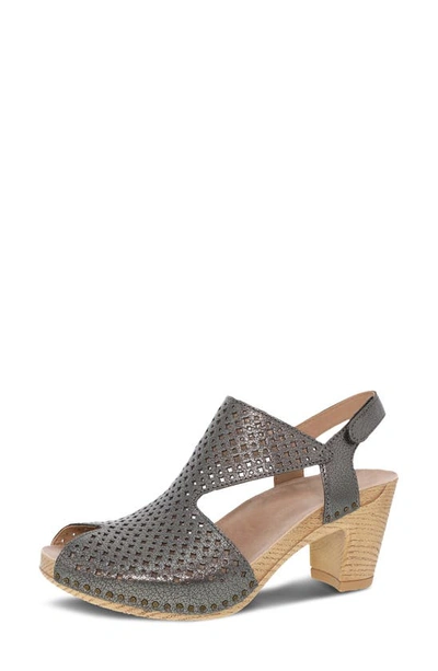 Shop Dansko Teagan Slingback Peep Toe Sandal In Gunmetal