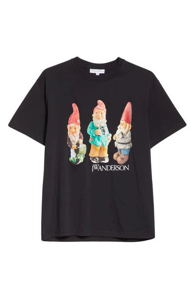 Shop Jw Anderson Gnome Trio Cotton Graphic T-shirt In Black