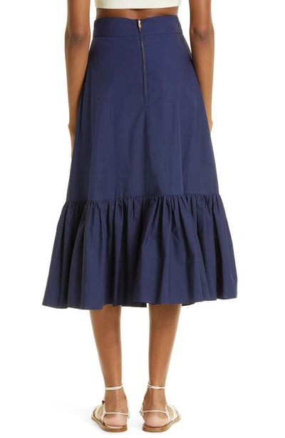 Shop Cara Cara Georgica Cotton Poplin Midi Skirt In Navy