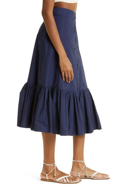 Shop Cara Cara Georgica Cotton Poplin Midi Skirt In Navy