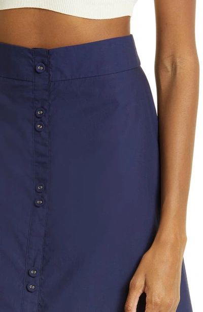 Shop Cara Cara Georgica Cotton Poplin Midi Skirt In Navy