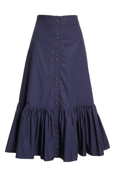 Cara Cara Georgica Cotton Poplin Midi Skirt In Navy