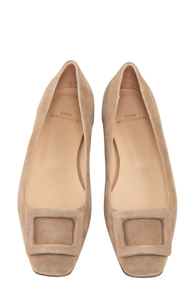 Shop Ann Mashburn Buckle Ballet Flat In Khaki Suede