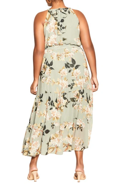 City Chic Halter Love Floral Maxi Dress In Magnolia Floral