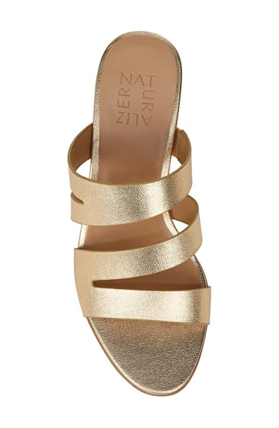Shop Naturalizer Beaming Block Heel Slide Sandal In Dark Gold Faux Leather