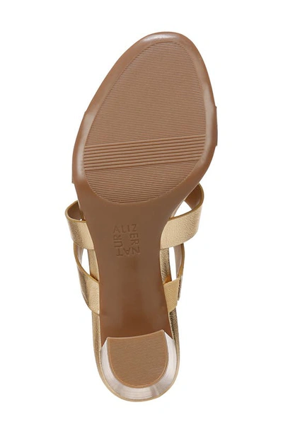 Shop Naturalizer Beaming Block Heel Slide Sandal In Dark Gold Faux Leather