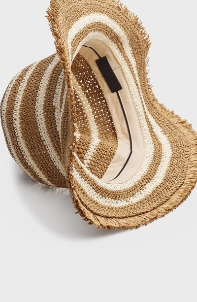Rag & Bone Frills Striped Rollable Bucket Hat In Ivory/ Beige