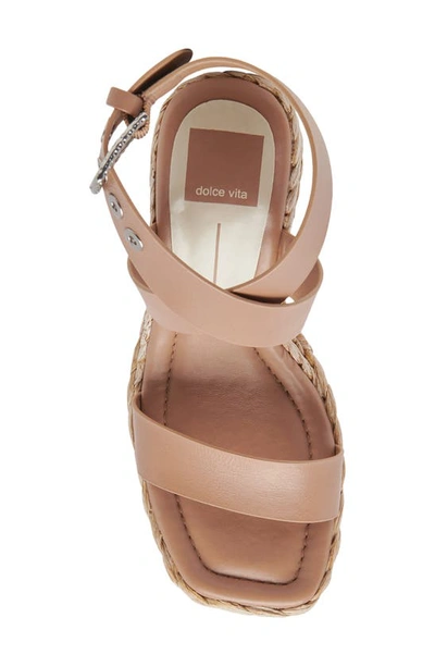 Shop Dolce Vita Aldona Ankle Wrap Wedge Sandal In Cafe Leather