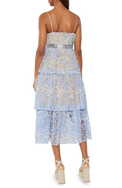 Shop Likely Santos Tiered Midi Dress In Bluebell/ White