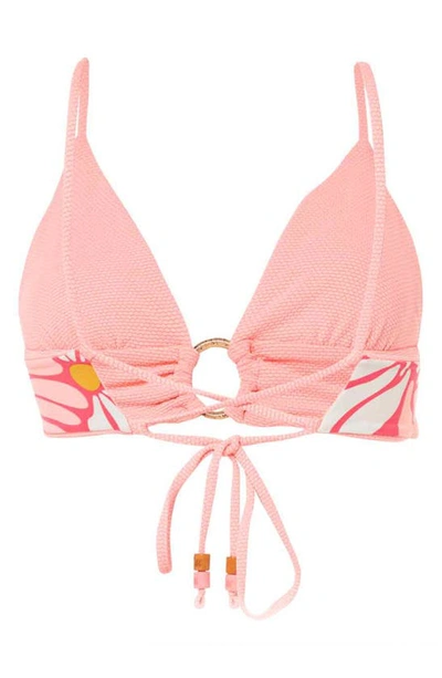 Shop Maaji Coral Salmon Shine Reversible Triangle Bikini Top In Coral/ Orange