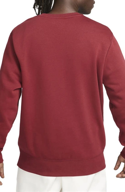 Shop Nike Club Arch Logo Fleece Crewneck Sweatshirt In Team Red/ Safety Orange