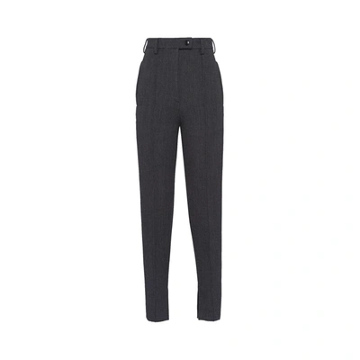 Prada Mesh Insert Wool Pants In Gray