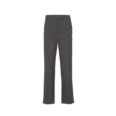Shop Prada Wool Pants In Gray