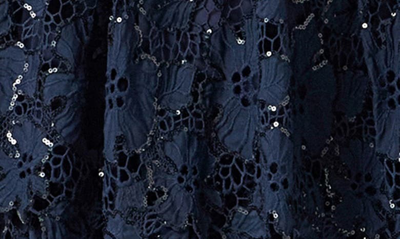 Endless Rose Floral Lace Tiered Sequin Midi Dress In Navy